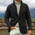 thumbnail image 2 of CharmCyan Men Knitted Cardigan Shawl Collar Button Down Long Sleeve Chunky Sweater Casual Warm Outerwear with Pockets Black M, 2 of 2