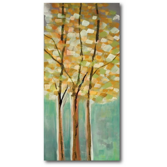 Modern Teal Trees I Gallery-Wrapped Canvas Wall Art, 12x24