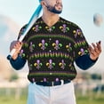 thumbnail image 5 of Hirioo Mardi Gras Fleur de Lis for Men's Baseball T-shirt Shirts Short Sleeve Casual Summer Button Stretch T Shirts,Size S-4XL-X-Large, 5 of 7