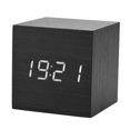 thumbnail image 1 of Ccdes 6x6x6cm Wooden Electronic Digital Alarm Desk Clock Temperature LED Display Voice Control,Digital Clock,Wooden Alarm Clock, 1 of 2