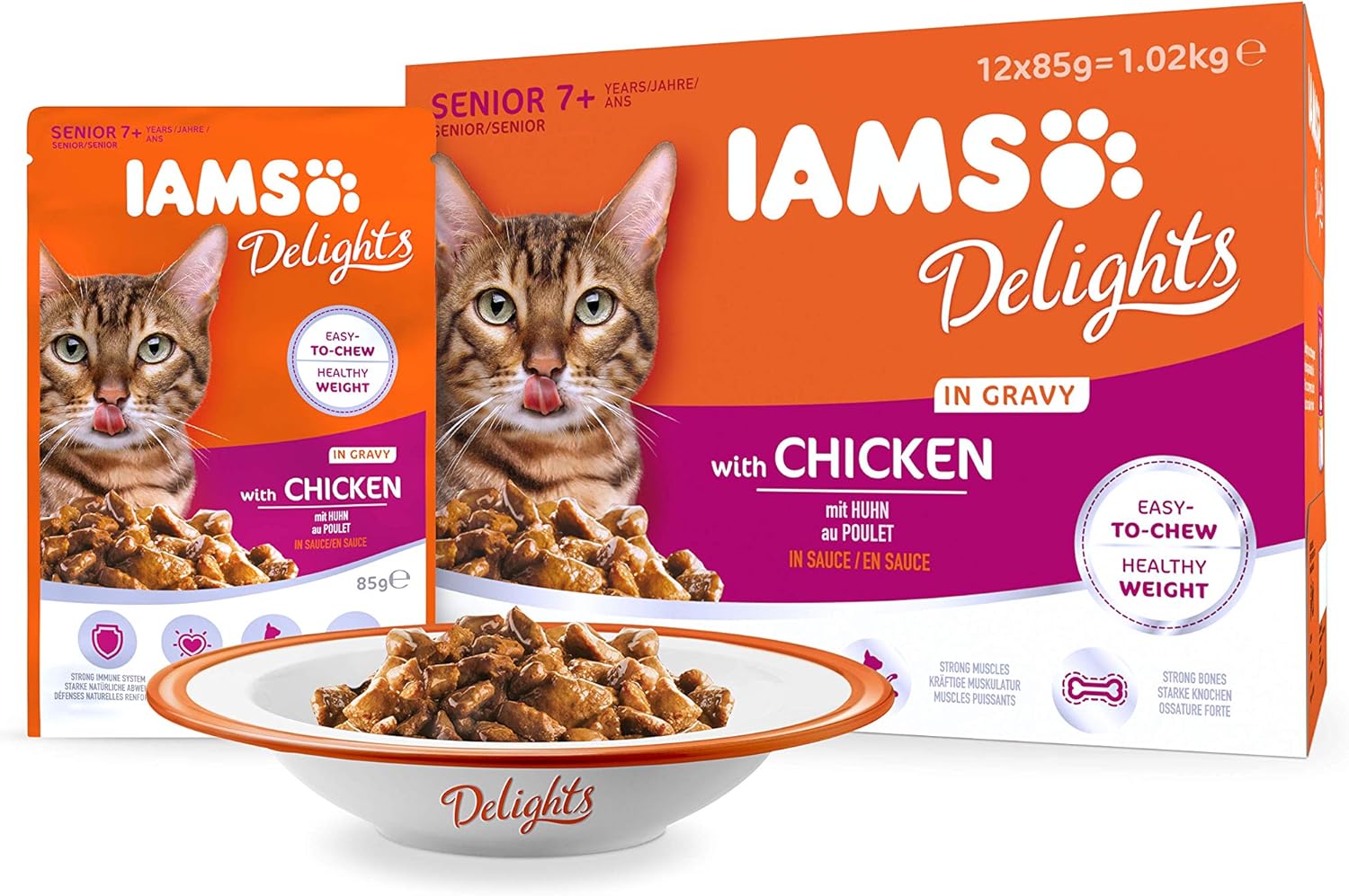 Iams Senior Cat 7+ Delights Chicken In Gravy Cat Food 24 x 85g