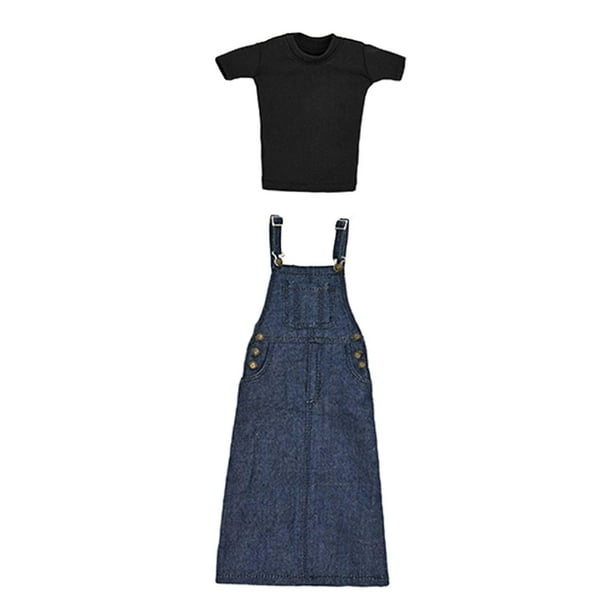 Xuanheng 1/6 Female Doll Clothes Set T Shirt and Denim Skirt for