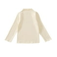 thumbnail image 2 of NAISIBABY Long Sleeve Shirts for Girls, Pleated High Neck Cotton Solid Color Kids Casual Pullover Basic Tops Beige 6-7T, 2 of 3