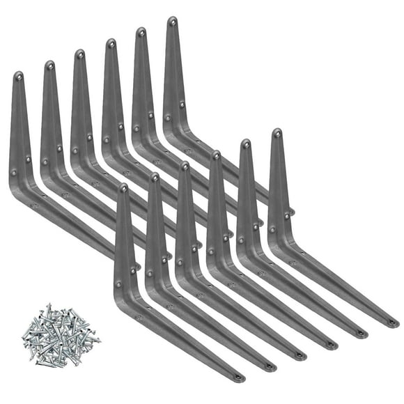 Wideskall Étagères d'Angle Murales en Métal 6 Pouces x 8 Pouces Pouces, Gris, Lot de 12