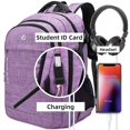thumbnail image 5 of Mochila FENGDONG para portátil grande de 17,3 pulgadas, impermeable, color morado claro, 5 of 5