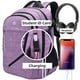 thumbnail image 5 of Mochila FENGDONG para portátil grande de 17,3 pulgadas, impermeable, color morado claro, 5 of 5