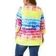 thumbnail image 3 of Agnes Orinda Women's Plus Size Tops Tie Dye Stripes V Neck 3/4 Sleeves Tunic Casual Blouses 6X Rainbow, 3 of 7