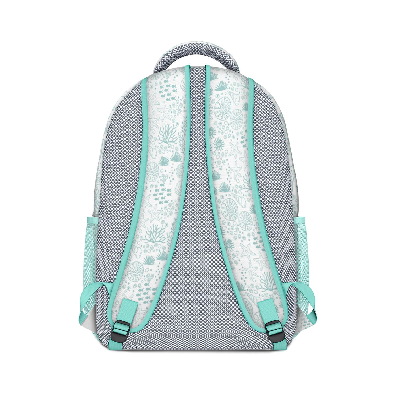 Summer Waterproof Backpack for College Students - Lightweight Daypack with Starfish & Sand Design, Spinal Support