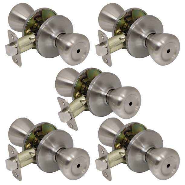 5 Pack of ProGrade Classic Privacy Bed Bathroom Door Knobs Handles