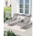 thumbnail image 1 of Edtara Ensemble de 3 Chaises Longues de Patio, Fauteuils Inclinables à Dossier Réglable avec Appui-Bras et Table d'Appoint pour Piscine, Balcon Ou Pelouse, 1 of 7