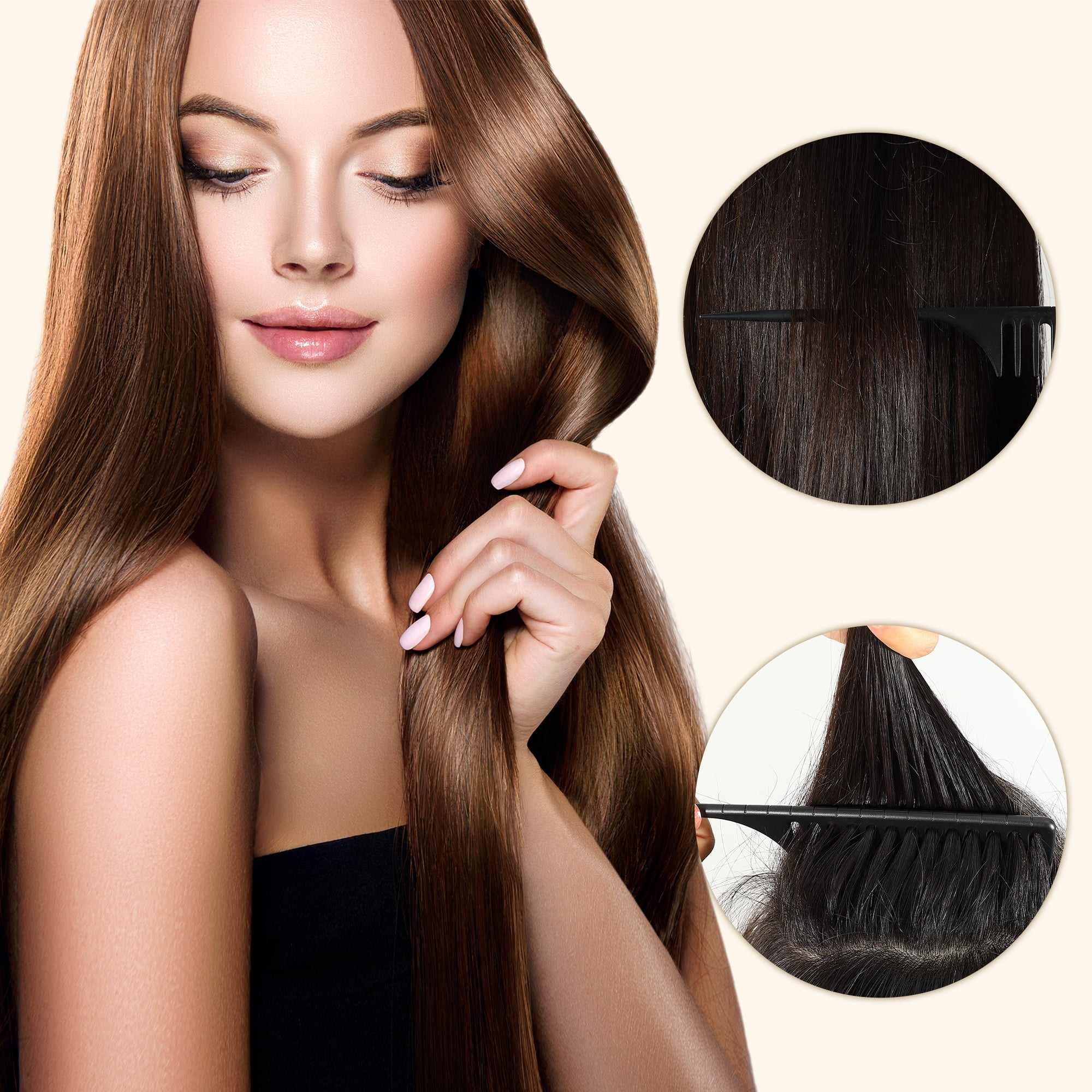 Unique Bargains Wide Tooth Rat Tail Comb Plastic for Wet Curly Hair for Women Men Black