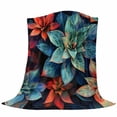 thumbnail image 6 of Teal Red Succulent Blanket Soft Cozy Warm Throw Blanket for Couch, Plush Fuzzy Flannel Fleece Blankets for Sofa, Modern Vintage Bottom Leaves Bed Blankets Lightweight Gifts for Women, 50"x80", 6 of 9