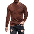 thumbnail image 2 of Blusas y camisas de manga larga con cuello redondo para hombre, blusa informal de manga larga con cuello redondo y estampado de rayas, blusa de poliéster para hombre, 2 of 5