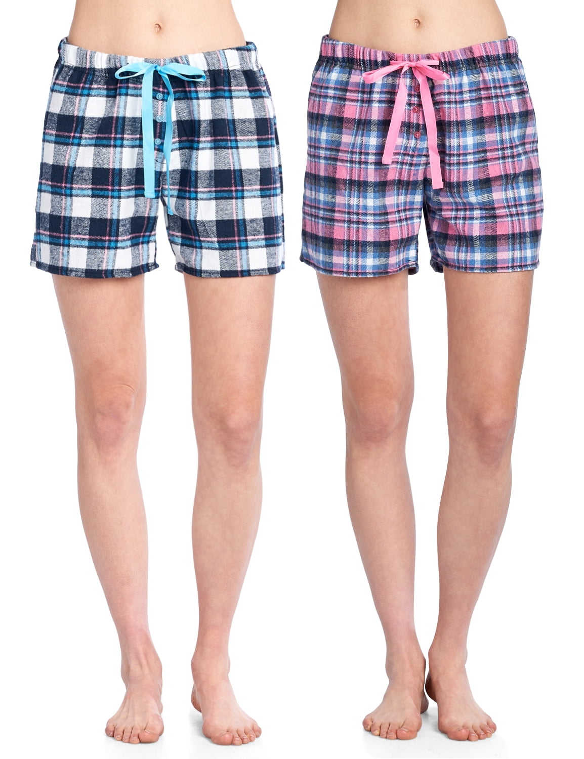 Ashford & Brooks Women's 2 Pack Soft Flannel Plaid Pajama Lounge Boxer