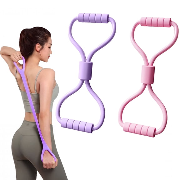 BESTSKY Figure 8 Fitness Resistance Band with Non-Slip Handles, TPE Elastic Stretch Band for Arm Back Chest Shoulder Workout, Portable Exercise Equipment for Strength Training, Yoga, Physical Therapy