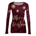 thumbnail image 5 of Women Christmas Rib Knit Long Sleeve Slim Fit Shirts Spring Fall Casual Holiday Tee Tops Crew Neck Christmas T-Shirt Going Out Trendy Clothes, 5 of 5