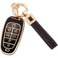 thumbnail image 1 of Key Fob Cover Compatible with Fit for Hyundai 2020 2021 2022 Sonata Santa Fe Tucson Bling Key Case Protection Shell with Keychain Case Holder Protector,1,Black, 1 of 6