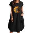 thumbnail image 1 of Pompotops Robe Décontractée Mode Femme Col Rond Imprimé Floral Grande Taille avec Poches en Solde, 1 of 5