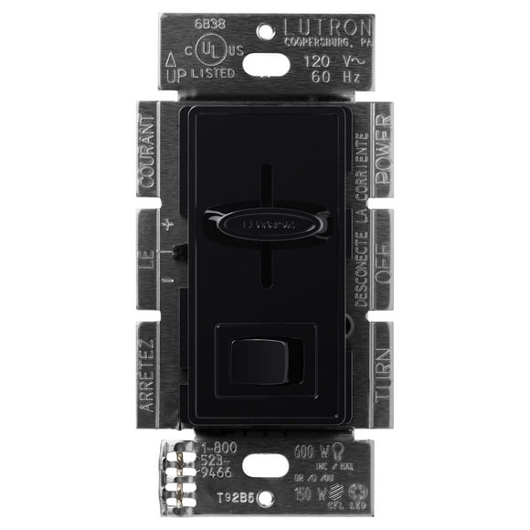 Lutron Skylark LED+ Dimmer Switch for Dimmable LED Halogen and Incandescent Bulbs 150W/Single-Pole or 3-Way SCL-153P-BL Black