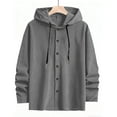 thumbnail image 5 of RYDCOT Men's Corduroy Shirt Jacket Quilted Lined Hoodies Winter Warm Cotton Coat Casual Button Down Jackets Gray, 5 of 9