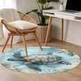 thumbnail image 3 of Area Rug 48in, Nautical Sea Turtle Ocean Starfish Conch Floor Carpet Living Room Rug, Vintage Map Blue Gradient Non-Slip Welcome Mat Indoor Rugs for Bedroom Dining Room, 3 of 9