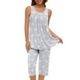 thumbnail image 4 of felwors Women Pajamas Sets Loungewear Soft Sleepwear Two Piece Summer Sleeveless Pjs Tank Top Pants with Pocket S-3XL Grey, S, 4 of 6