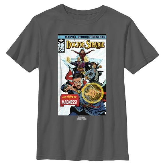 Boy's Marvel Doctor Strange in the Multiverse of Madness Comic Cover Graphic Tee Charcoal Large
