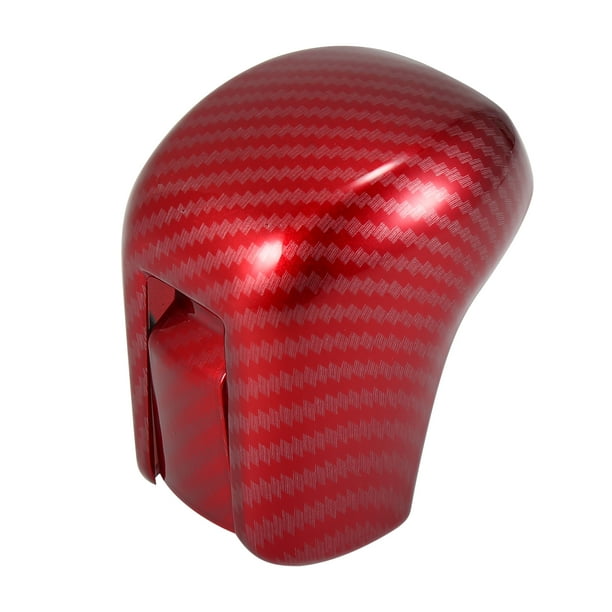 Engranaje Cambio Perilla Cubierta Automático ABS Carbono Fibra Patrón Rojo