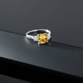 thumbnail image 6 of Gem Stone King 10K White Gold Yellow Citrine and White Moissanite 3 Stone Engagement Ring for Women | 1.66 Cttw, Cushion 7MM | Three Stone Wedding Anniversary Promise Ring for Women (Size 5), 6 of 6