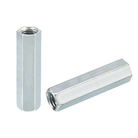 

6pcs M12x19x60mm Coupling Nuts - Galvanized Carbon Steel Hex Threaded Rod Coupler for Furniture Electronic Industrial