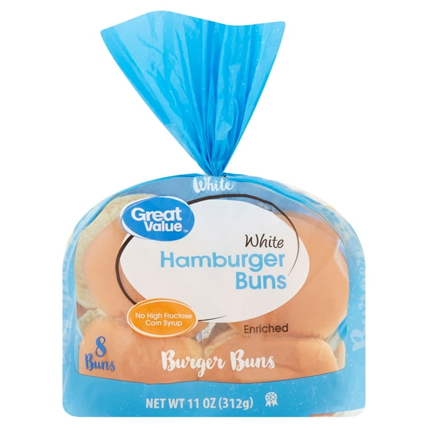 Great Value Hamburger Buns, 11 oz, 8 count