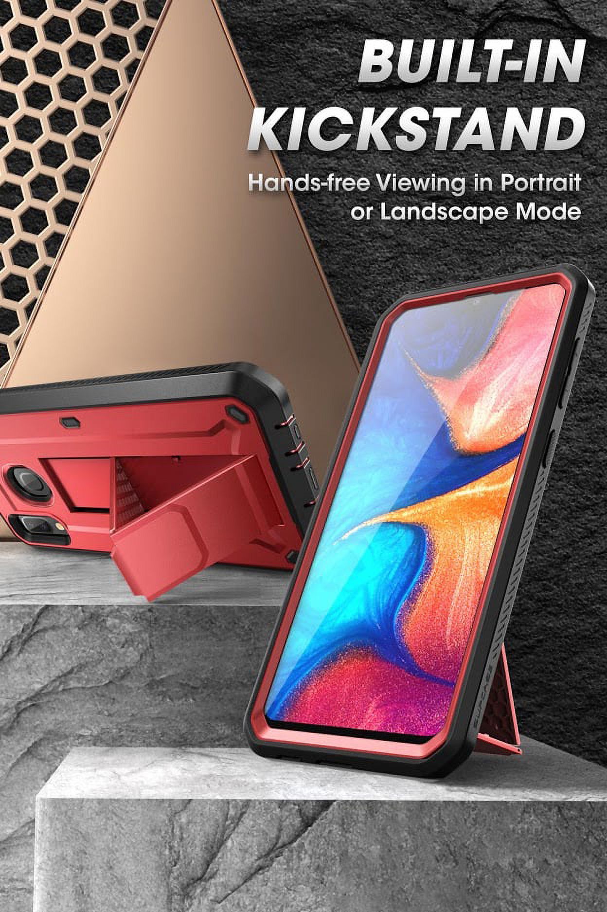 SUPCASE Unicorn Beetle Pro Series Designed for Samsung Galaxy A20 /A30 Case, Full-Body Rugged Holster Case with Built-in Screen Protector (MetallicRed) - image 2 of 9