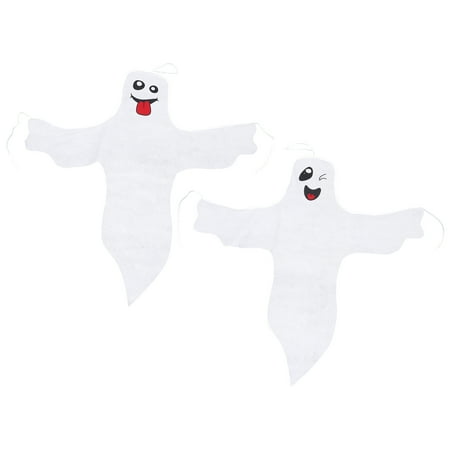 

2Pcs Halloween Decarations Ghost Pendants Lovely Scene Props Wind Vanes White