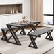 thumbnail image 1 of QinaQin Juego de mesa de cocina para 4 con 2 bancas, comedor ahorrador de espacio con estructura metálica resistente, ideal para cocina o departamento, 1 of 7