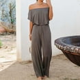 thumbnail image 2 of Riforla Summer and Spring Women's One Line Shoulder Fashion Temperament off The Shoulder Jumpsuit Jumpsuits for Women Grey L, 2 of 8