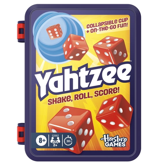 Yahtzee Dice Game with Collapsible Cup & Storage Case, Family Games for 2  Players, 8 