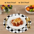 thumbnail image 4 of Black Grey Plaid Round 15 Inch Placemats Set of 8, Modern Geometric Minimalist Checkered HeatResistant Non Slip Place Mats for Dining Table, Wipeable Braided Kitchen Table Mats for Housewarming, 4 of 9
