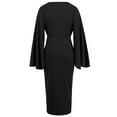 thumbnail image 4 of Efsteb Women's wear to Work Dresses Business Ruched Pencil Dress V Neck Slit Midi Dresses Ruffle Slit Slong Sleeve Dress (Black,XXL), 4 of 6