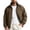 Coffee, variant on Men's Stand Collar Flight Jacket With Plaid Inner Lining Lightweight Long Sleeve Sportwear Windbreaker