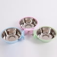 thumbnail image 4 of Hangable Pet Bowl Stainless Steel Hanging Bowl - Sakura pink, 4 of 5