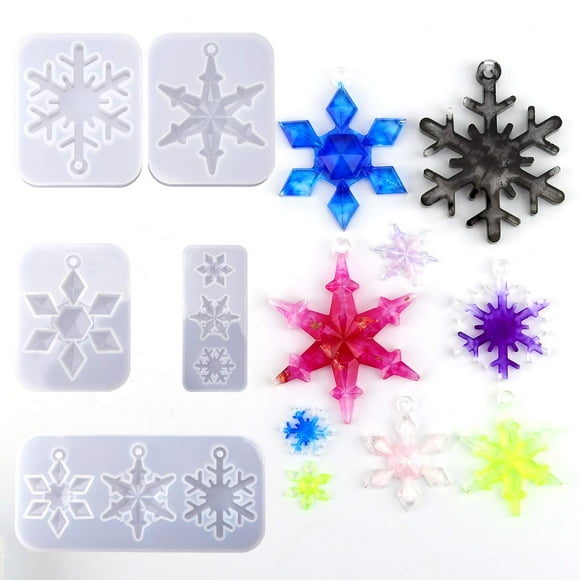 SAVITA 5Pcs Snowflake Silicone Molds Epoxy Resin Casting Mold for DIY Craft Necklace Earrings Pendants Wedding Christmas Decoration