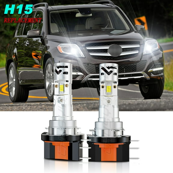CHUSYYRAY 2x H15 LED Headlight Bulbs 6000K Super White High Beam for Benz GLK350 2013 2014 2015