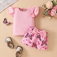 thumbnail image 2 of TOWED22 Baby Girl Clothes Toddler Summer Outfits Cute Bow Sleeveless Top and Ruffle Shorts 2pc Set 1-5 Years(Blazer,9-12 M), 2 of 4