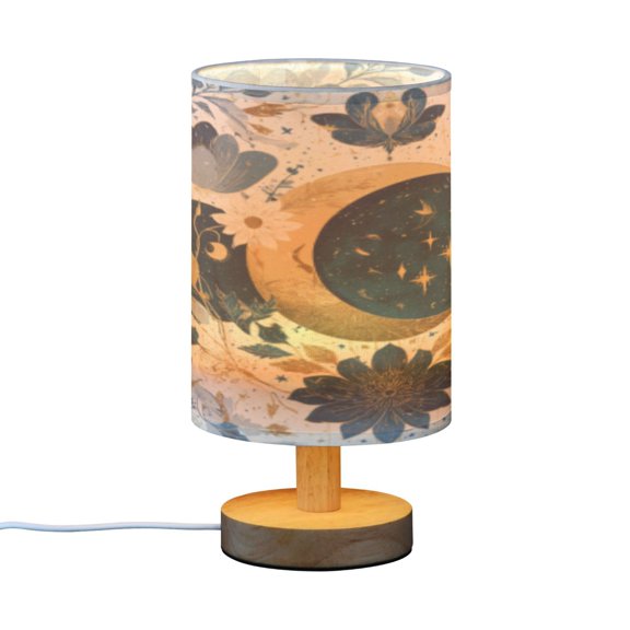 BZSMCE Decor Bedside Table Lamp Celestial Petal Spell Printed