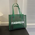 thumbnail image 1 of Bolso de playa para mujer, 2 uds., bolso de mano de malla, bolso de mano de PU para niñas, bolsos de compras (verde), 1 of 6