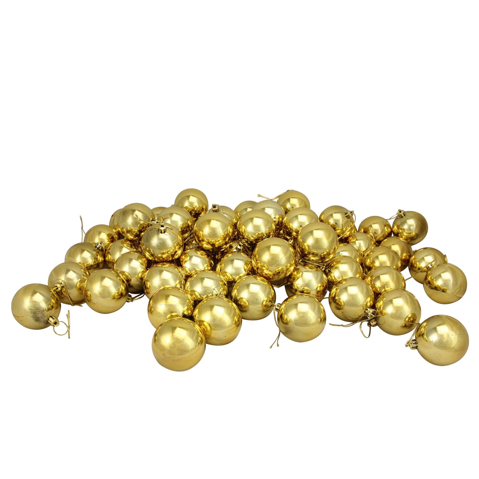 60ct Vegas Gold Shatterproof Shiny Christmas Ball Ornaments 2.5" (60mm