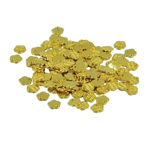 KLKCMS 100 Pcs Hand Made Charms Flower Charm Pendants Beads DIY Jewelry Findings Making Gold