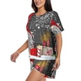 thumbnail image 2 of "Wukai Traditional Scandinavian Dwarf Women's Pajama Set - Short-Sleeve Top and Shorts with Elastic Waistband and Pockets for Loungewear, Yoga, and Casual Wear-3X-Large, 2 of 8