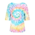 thumbnail image 6 of 3/4 Sleeve Shirts For Women Womens Gradient Color Shirts Womens Printed T Shirts Cotton Tee Shirts For Women Soft Graphic Tees Crew Neck Tshirts For Women Elbow Sleeve Tops Women Work Tops, 6 of 7