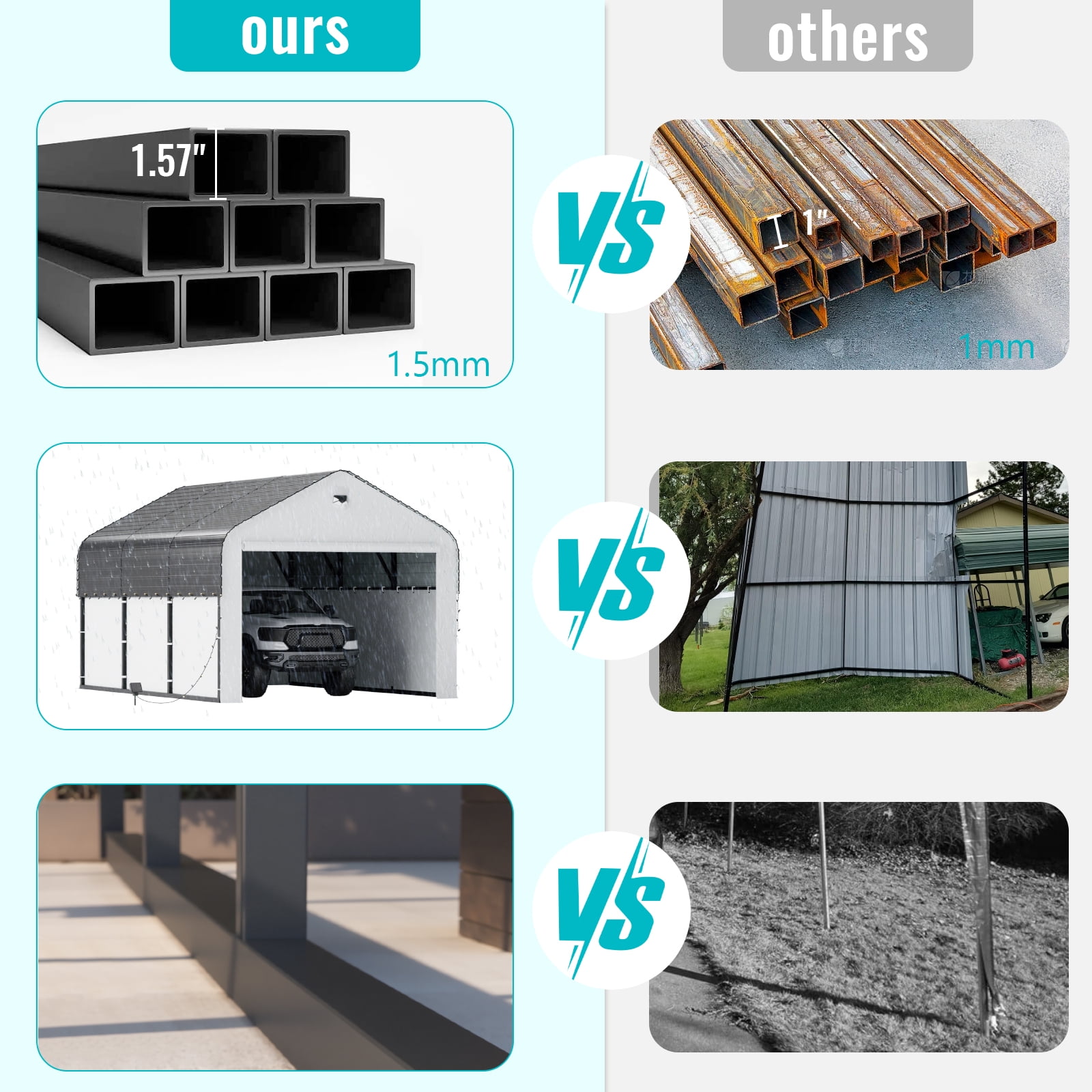 20 ft. W x 20 ft. D Heavy Duty Metal Frame Carport with Solar Lamp, Outdoor Garage Car Shelter with Powder-Coated Steel Roof & Fabric Sidewall